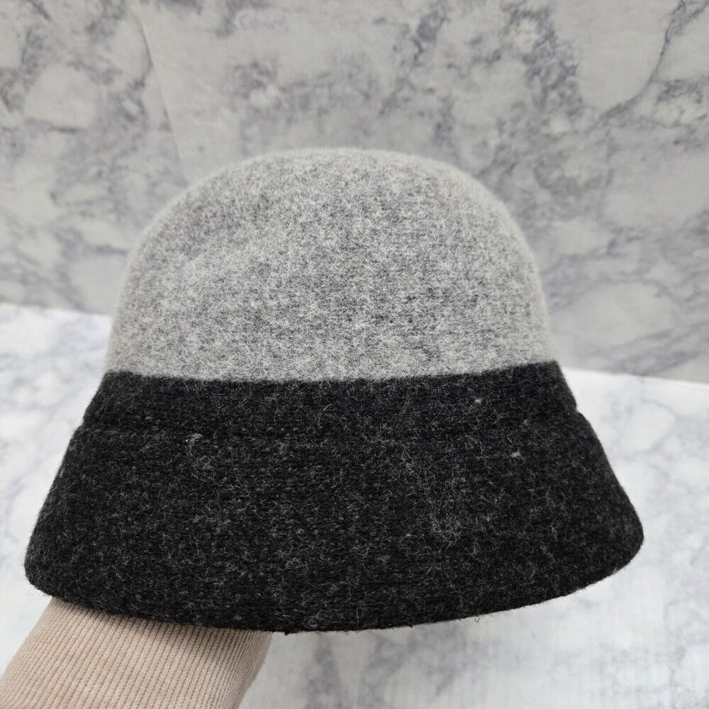 Croft &‎ Barrow Bucket Hat Black Gray Women Wool Blend Minimalist Winter Warm